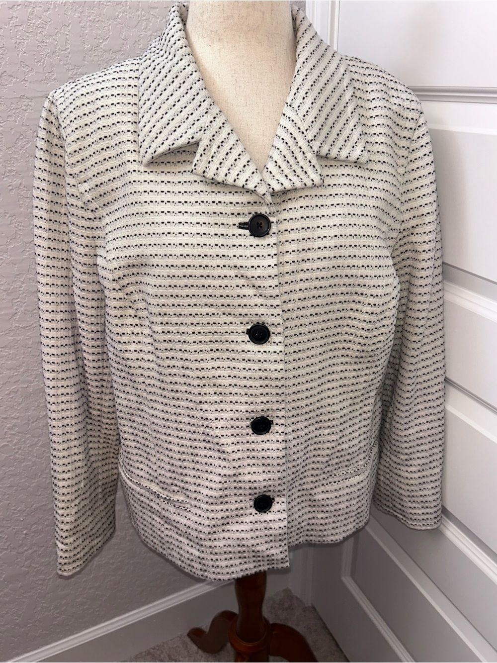 Vintage Chico’s Marled Cotton Blend Button Front Blazer Jacket Chicos
